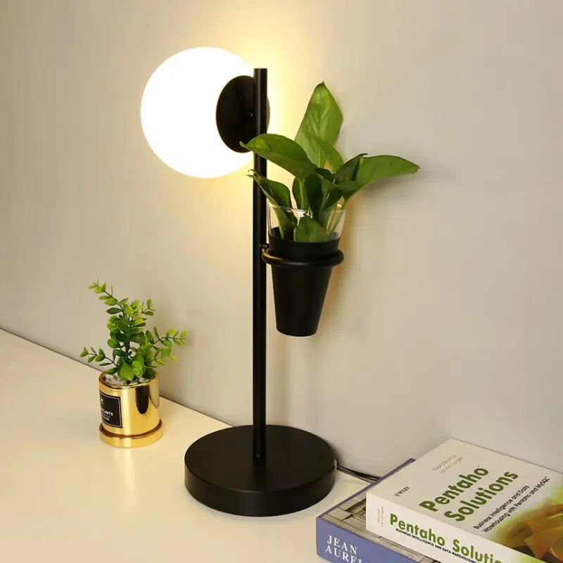 Modern Glass Ball And Plants LED Table Lamp Leif SPINGAR.COM
