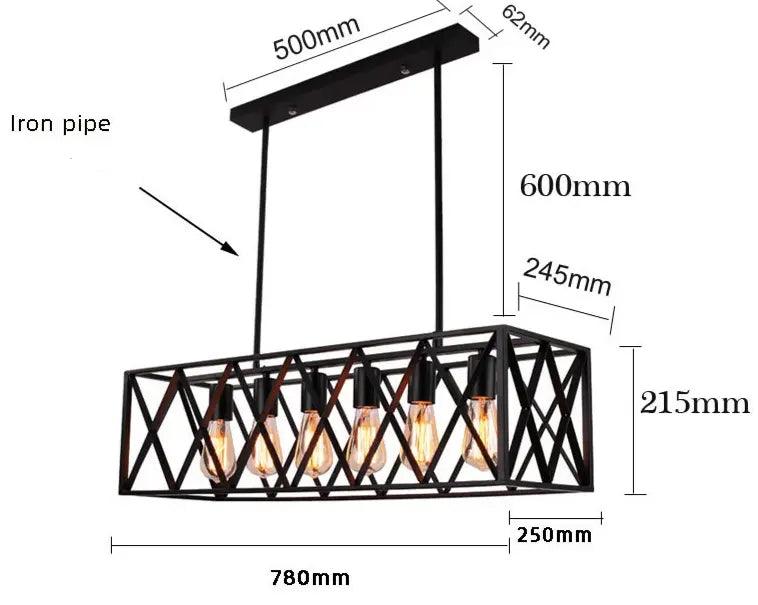 Six Heads Industrial Vintage LED Pendant lamp Ami SPINGAR.COM