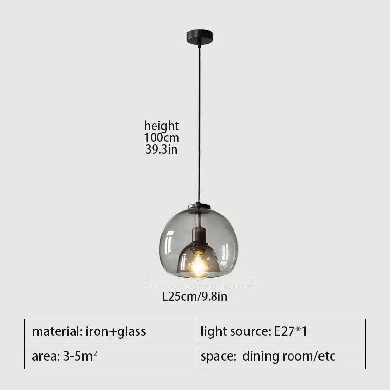 Smoke Grey Glass Vintage LED Pendant Lamp Rebecca SPINGAR.COM