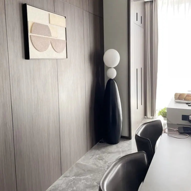 Roman Column Black Resin LED Floor Lamp Liv SPINGAR.COM