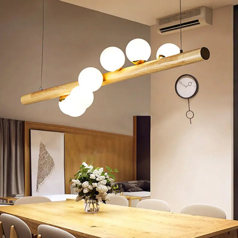 Modern Walnut Wood LED Island Pendant Lamp Ellinor SPINGAR.COM