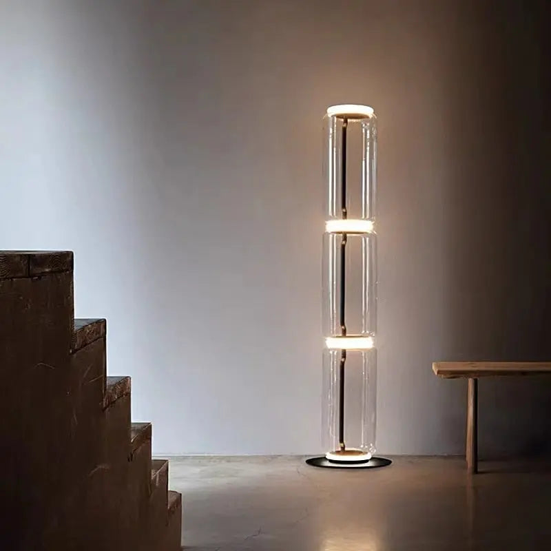 Postmodern Minimalist Transparent Glass Bamboo Design LED Floor Lamp Alma SPINGAR.COM