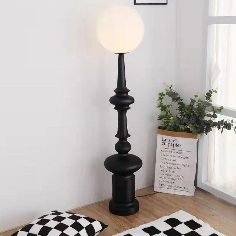 Roman Column Black Resin LED Floor Lamp Liv SPINGAR.COM