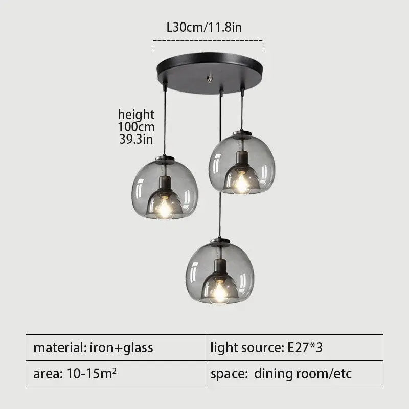Smoke Grey Glass Vintage LED Pendant Lamp Rebecca SPINGAR.COM