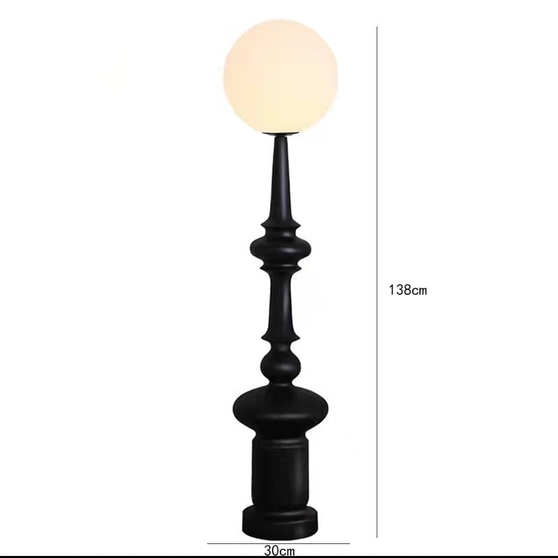 Roman Column Black Resin LED Floor Lamp Liv SPINGAR.COM