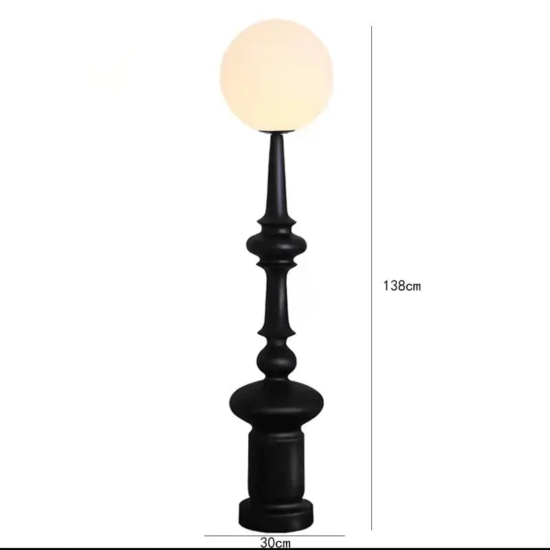 Roman Column Black Resin LED Floor Lamp Liv SPINGAR.COM