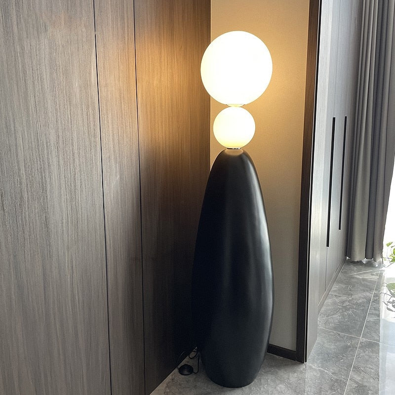 Roman Column Black Resin LED Floor Lamp Liv SPINGAR.COM