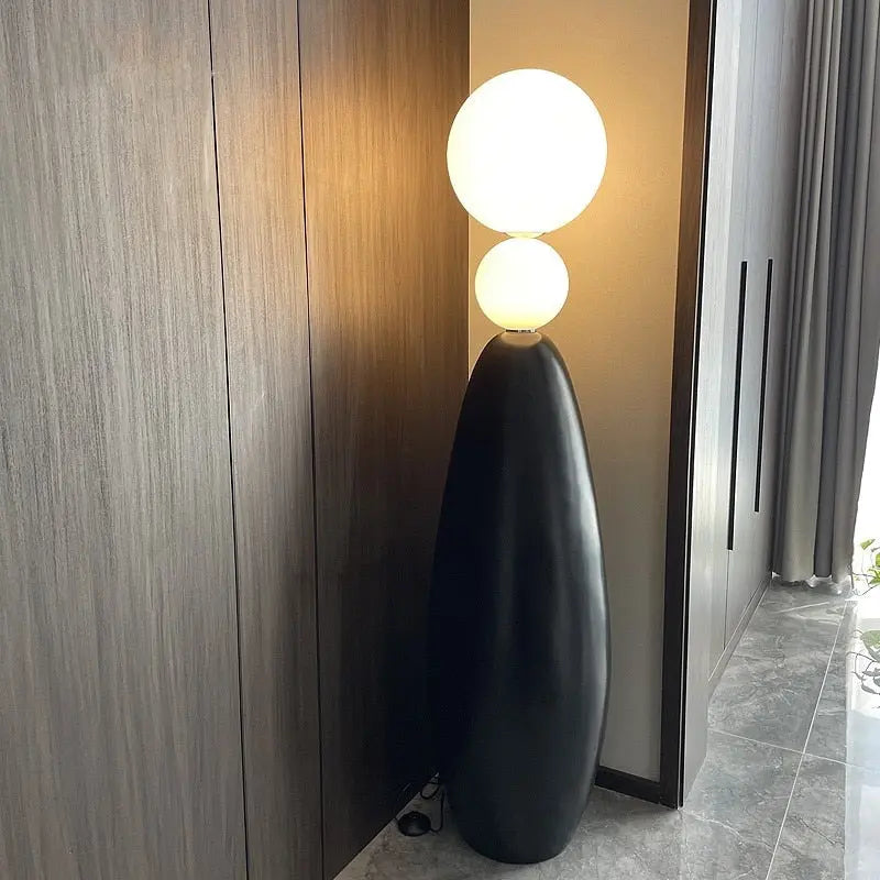 Roman Column Black Resin LED Floor Lamp Liv SPINGAR.COM