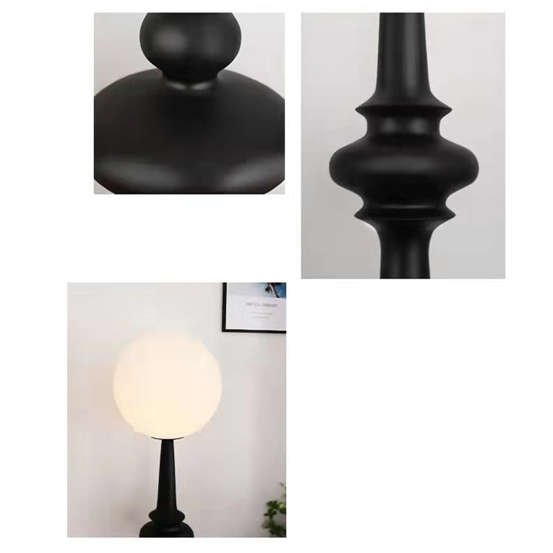 Roman Column Black Resin LED Floor Lamp Liv SPINGAR.COM