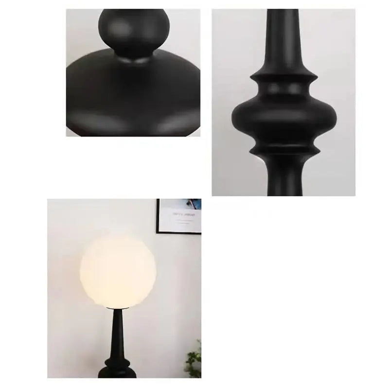 Roman Column Black Resin LED Floor Lamp Liv SPINGAR.COM