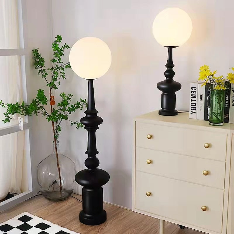 Roman Column Black Resin LED Floor Lamp Liv SPINGAR.COM