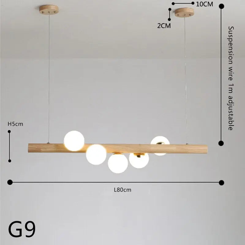 Modern Walnut Wood LED Island Pendant Lamp Ellinor SPINGAR.COM