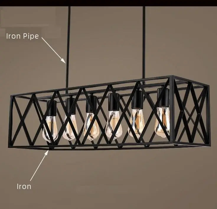 Six Heads Industrial Vintage LED Pendant lamp Ami SPINGAR.COM