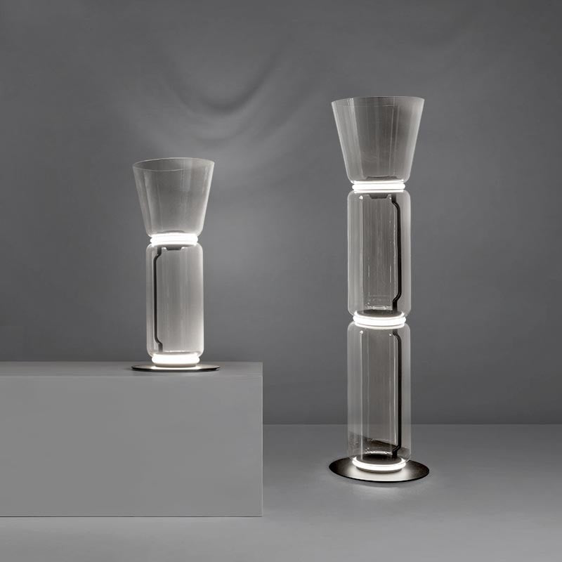 Postmodern Minimalist Transparent Glass Bamboo Design LED Floor Lamp Alma SPINGAR.COM