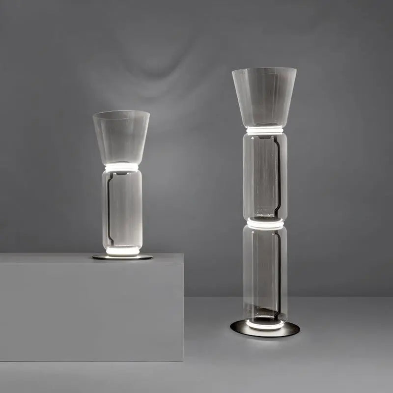 Postmodern Minimalist Transparent Glass Bamboo Design LED Floor Lamp Alma SPINGAR.COM