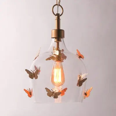 Retro Butterfly Glass LED Pendant Lamp SPINGAR.COM