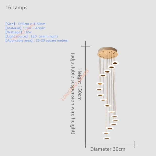 Modern Rotating LED Staircase Chandelier Nicole™ SPINGAR.COM