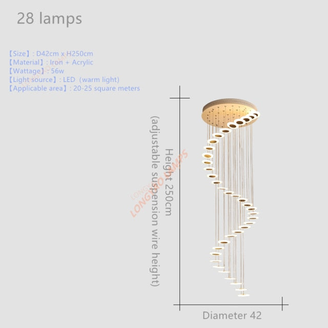 Modern Rotating LED Staircase Chandelier Nicole™ SPINGAR.COM