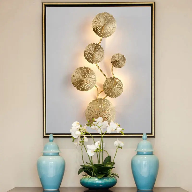 Gold Lotus Leaf LED Wall Lamp Idan SPINGAR.COM