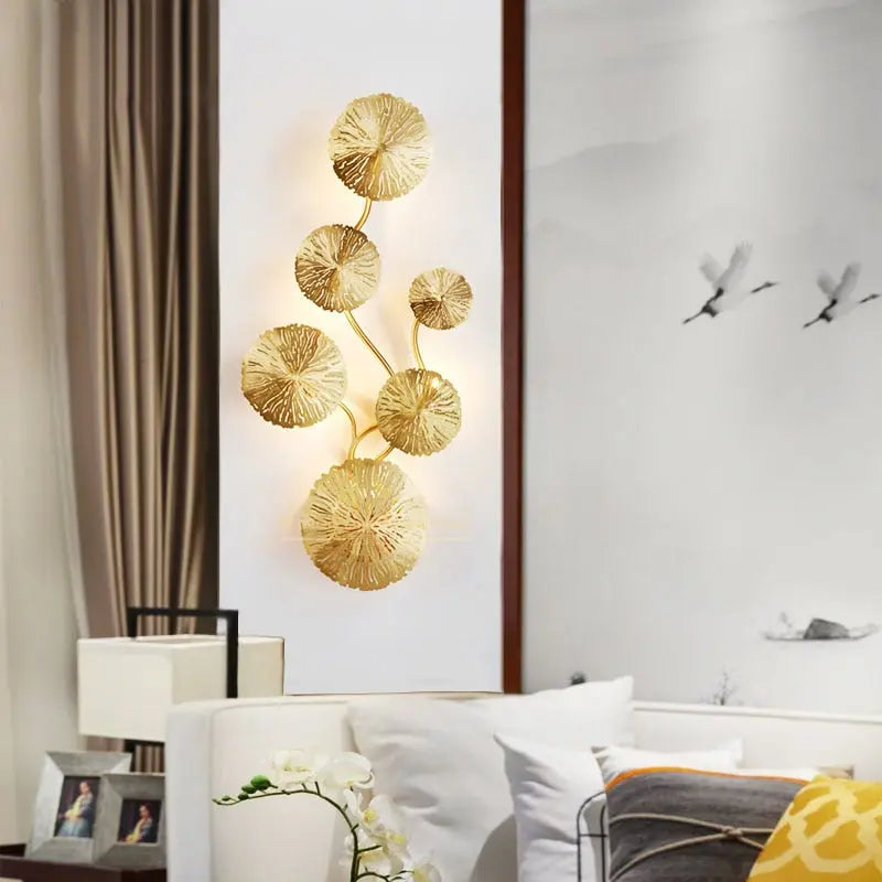 Gold Lotus Leaf LED Wall Lamp Idan SPINGAR.COM