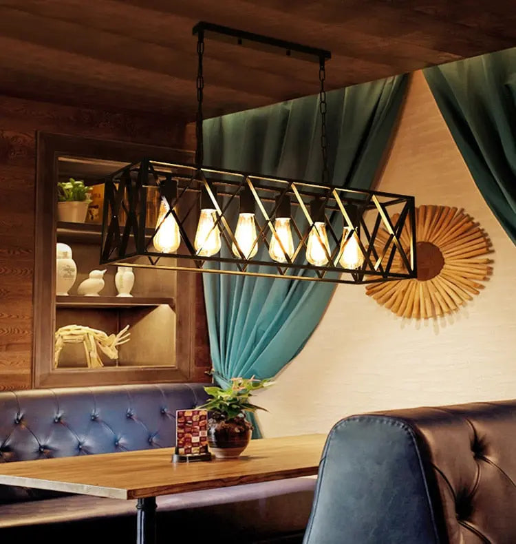 Six Heads Industrial Vintage LED Pendant lamp Ami SPINGAR.COM