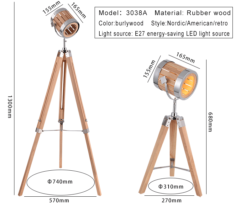 Industrial Retro Tripod LED Floor Light Aron™ Spingar.com