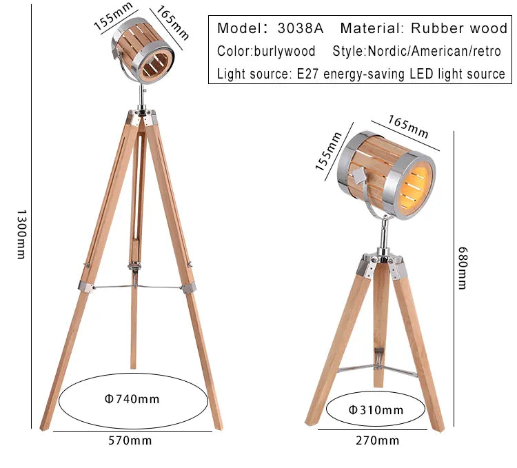 Industrial Retro Tripod LED Floor Light Aron™ Spingar.com