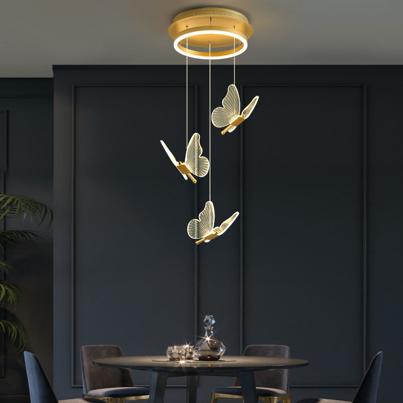 Modern Butterfly LED Stair Spiral Chandelier Eugene™ Spingar.com