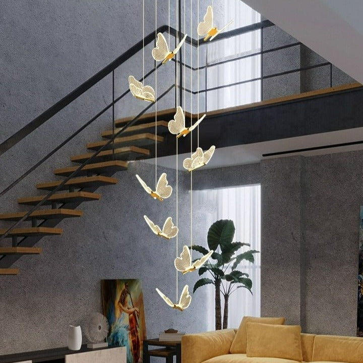 Modern Butterfly LED Stair Spiral Chandelier Eugene™ Spingar.com
