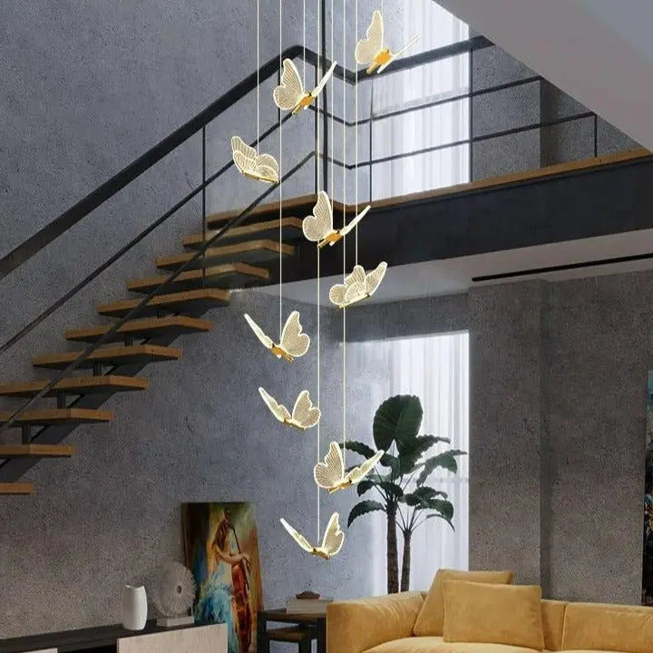 Modern Butterfly LED Stair Spiral Chandelier Eugene™ Spingar.com