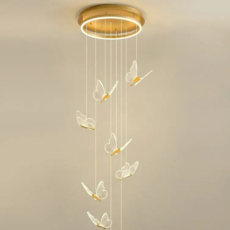 Modern Butterfly LED Stair Spiral Chandelier Eugene™ Spingar.com