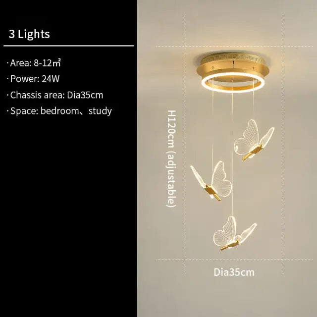 Modern Butterfly LED Stair Spiral Chandelier Eugene™ Spingar.com