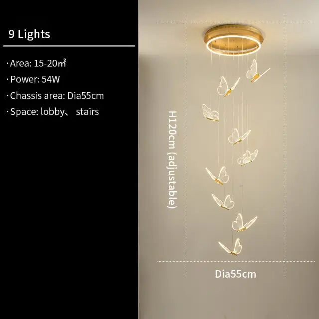 Modern Butterfly LED Stair Spiral Chandelier Eugene™ Spingar.com