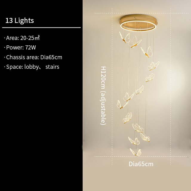 Modern Butterfly LED Stair Spiral Chandelier Eugene™ Spingar.com
