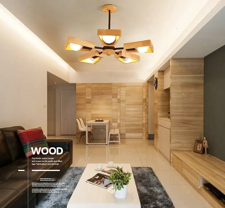 Modern Wood LED Pendant Lamp Kade SPINGAR.COM
