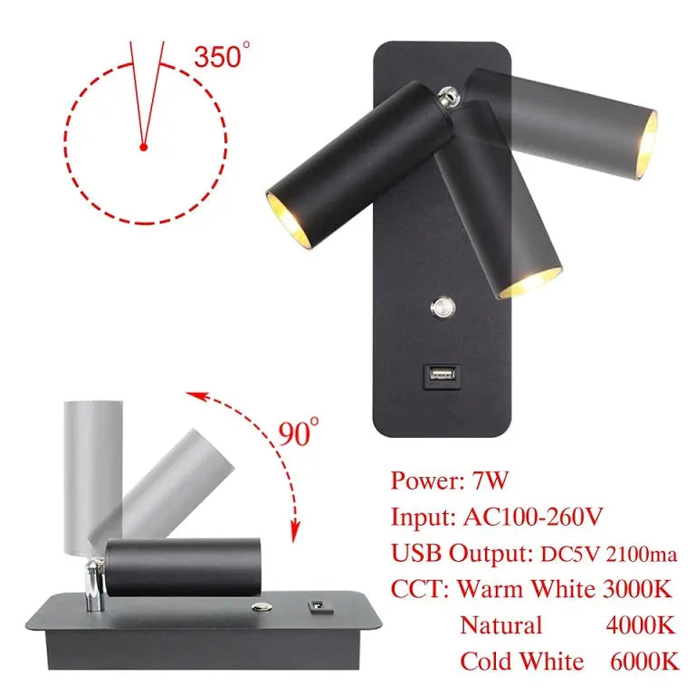 USB Charge Modern LED Wall Light Eron™ Spingar.com