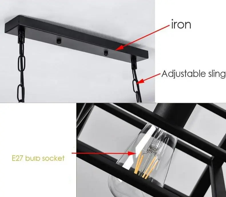 Six Heads Industrial Vintage LED Pendant lamp Ami SPINGAR.COM