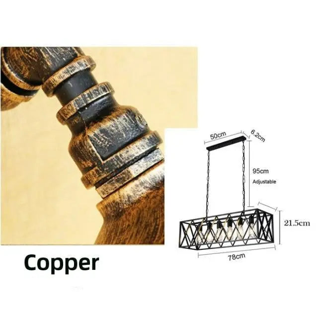 Six Heads Industrial Vintage LED Pendant lamp Ami SPINGAR.COM