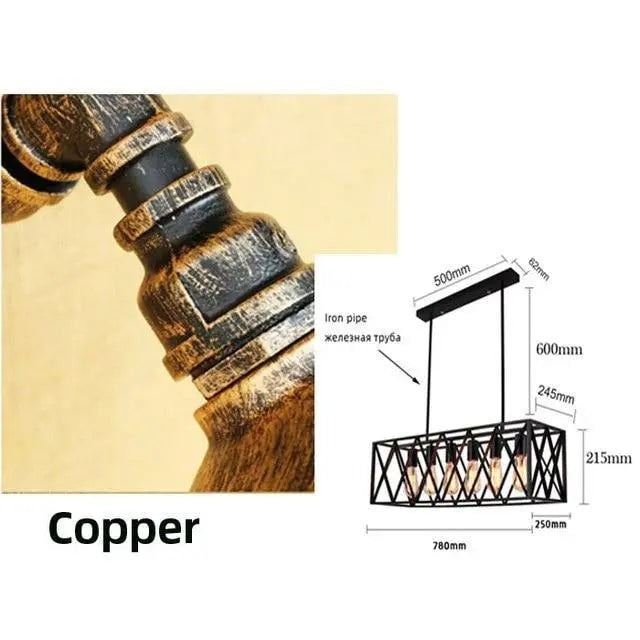 Six Heads Industrial Vintage LED Pendant lamp Ami SPINGAR.COM