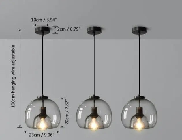 Smoke Grey Glass Vintage LED Pendant Lamp Rebecca SPINGAR.COM