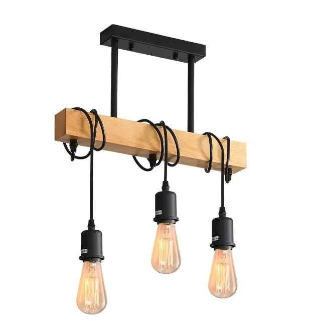 Industrial Wood LED Pendant Lamp SPINGAR.COM
