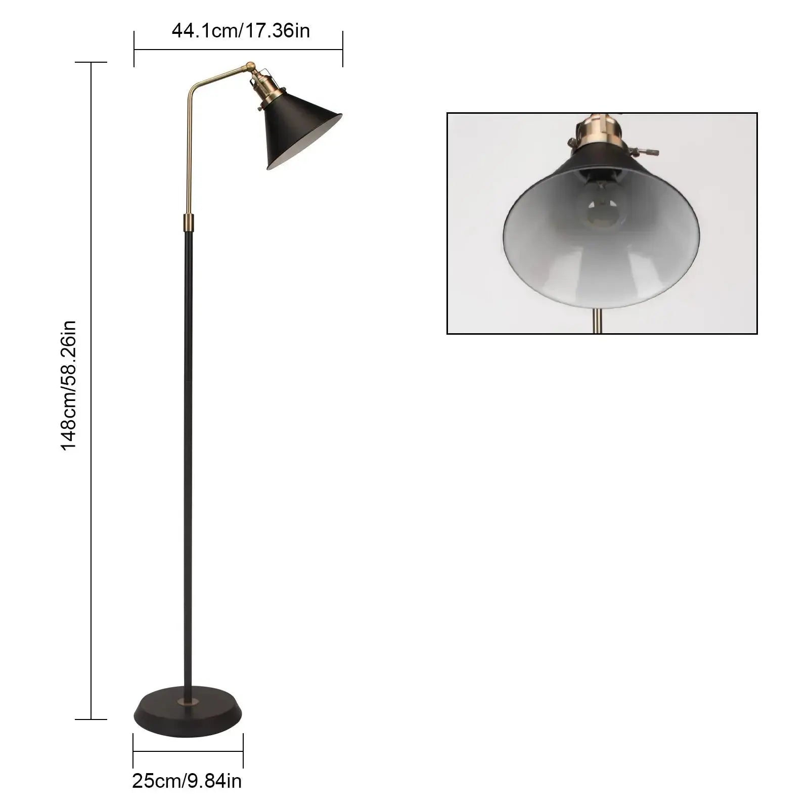Novryn – Vintage Black & Gold Industrial Metal Floor Lamp Lampasa.com