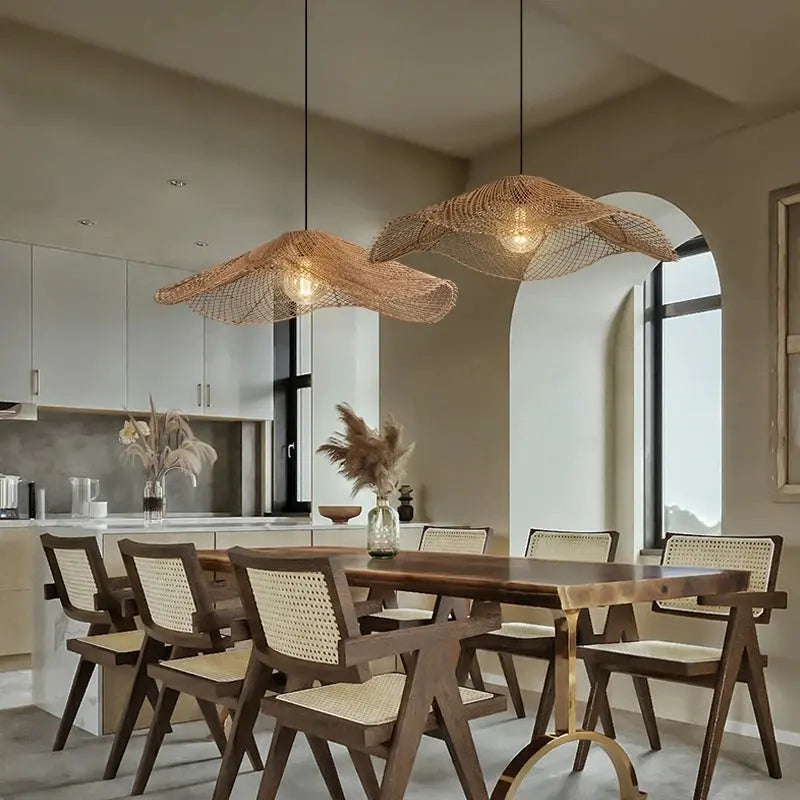 Lyra – Hand-Knitted Rattan LED Pendant Light for Cozy, Natural Decor Kozyled