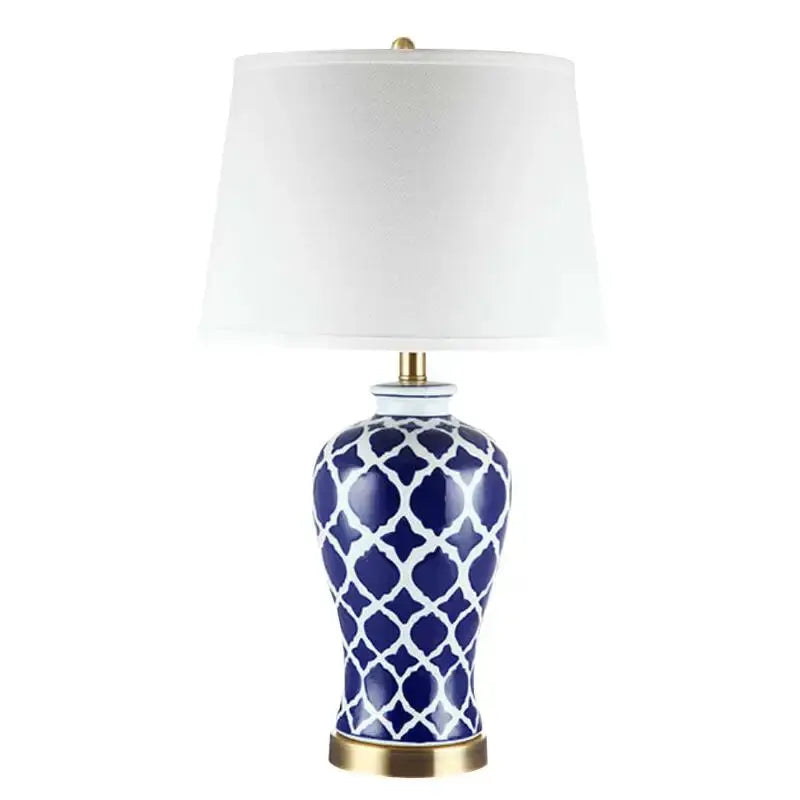Jakob – Elegant Blue & White Ceramic Table Lamp for Classic Home Decor Kozyled