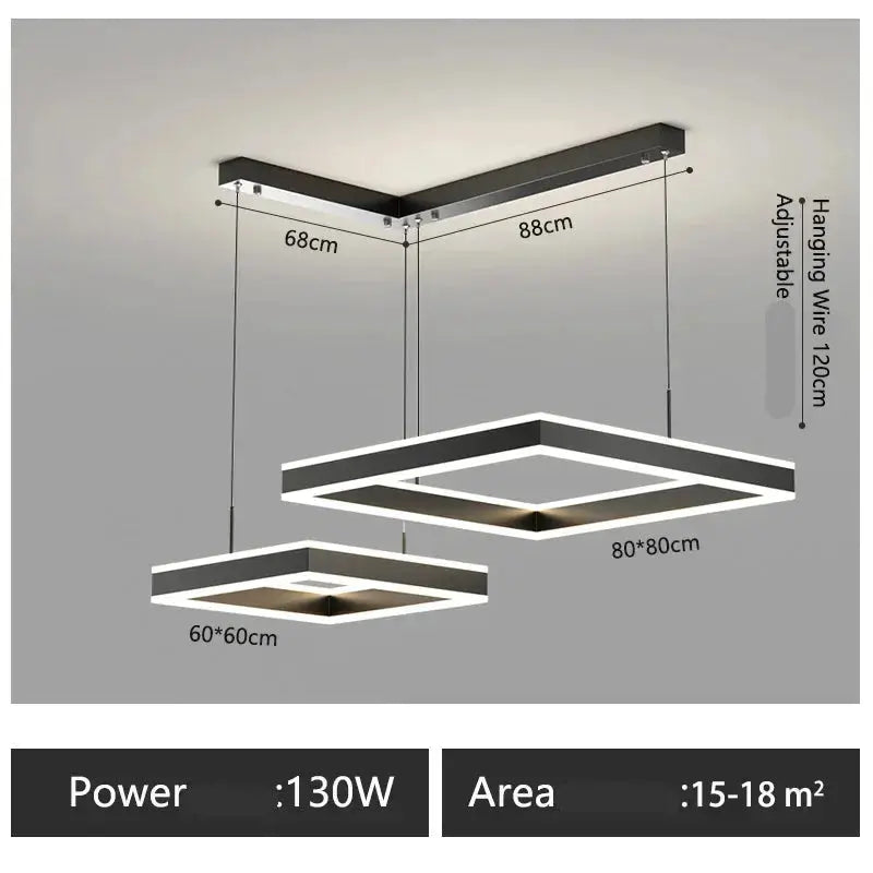 Zerel – Scandinavian Elegant Modern Square Dimmable LED Pendant Lamp Lampasa.com