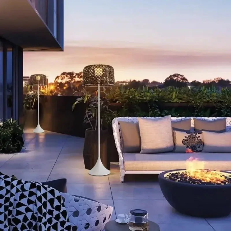 Jorunn – Waterproof IP54 Outdoor Solar LED Rattan Floor Lamp for Eco-Friendly Spaces Kozyled