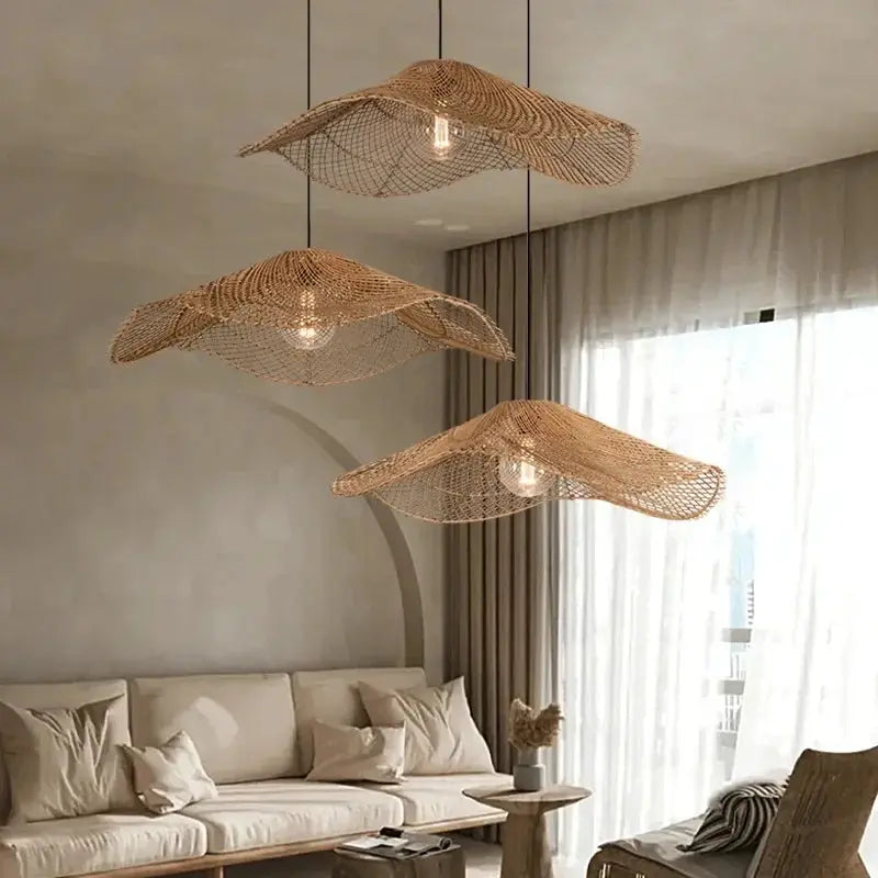 Lyra – Hand-Knitted Rattan LED Pendant Light for Cozy, Natural Decor Kozyled