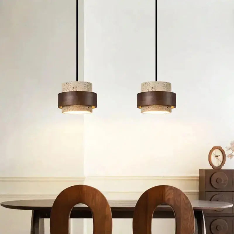 Josefin – Natural Stone & Wood LED Pendant Lamp Lampasa.com