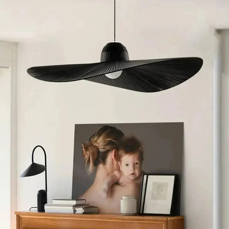 Rayna – Nordic LED Pendant Light with Straw Hat inspired Design Kozyled.com