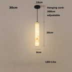 Albert – Dimmable Linear LED Pendant Light with White Alabaster Marble Design Kozyled.com